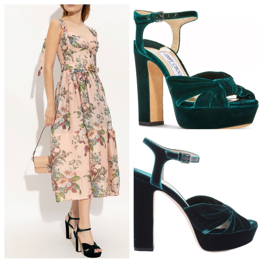 Jimmy Choo Heloise Elegant Velvet Platform Sandals